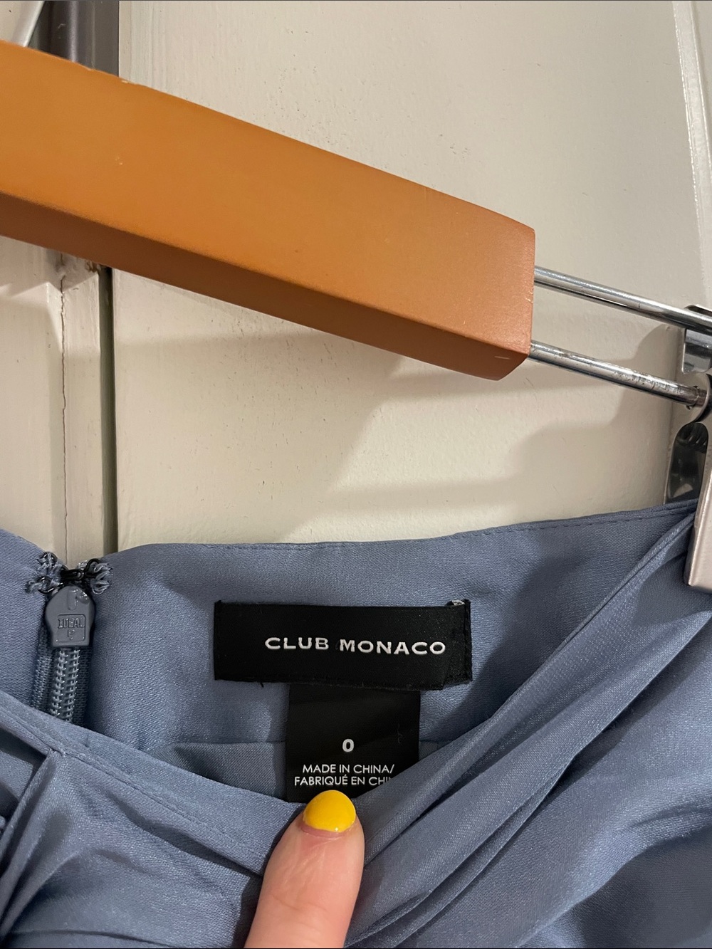 Club Monaco Silk-Feel Dusty Blue Knot-Front Midi Skirt - Picture 3 of 7